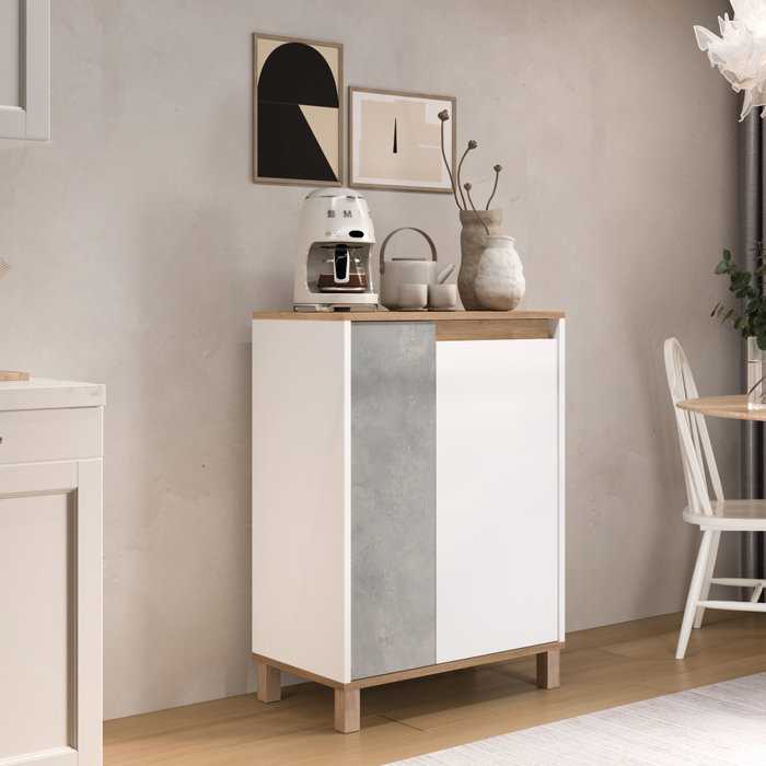 Hanah Home Armario Multiusos Nord - ND16-SW Blanco, Roble y Gris